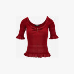 Knit Sweater In Micro Cable Wool Blend - Red