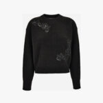 Knit Sweater In Barocco Leaf Embroidery + Sequins Leaf Rws Wool - Black