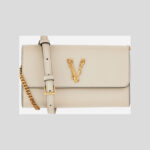Wallet On Chain In Calf Leather - Ice-Versace Gold