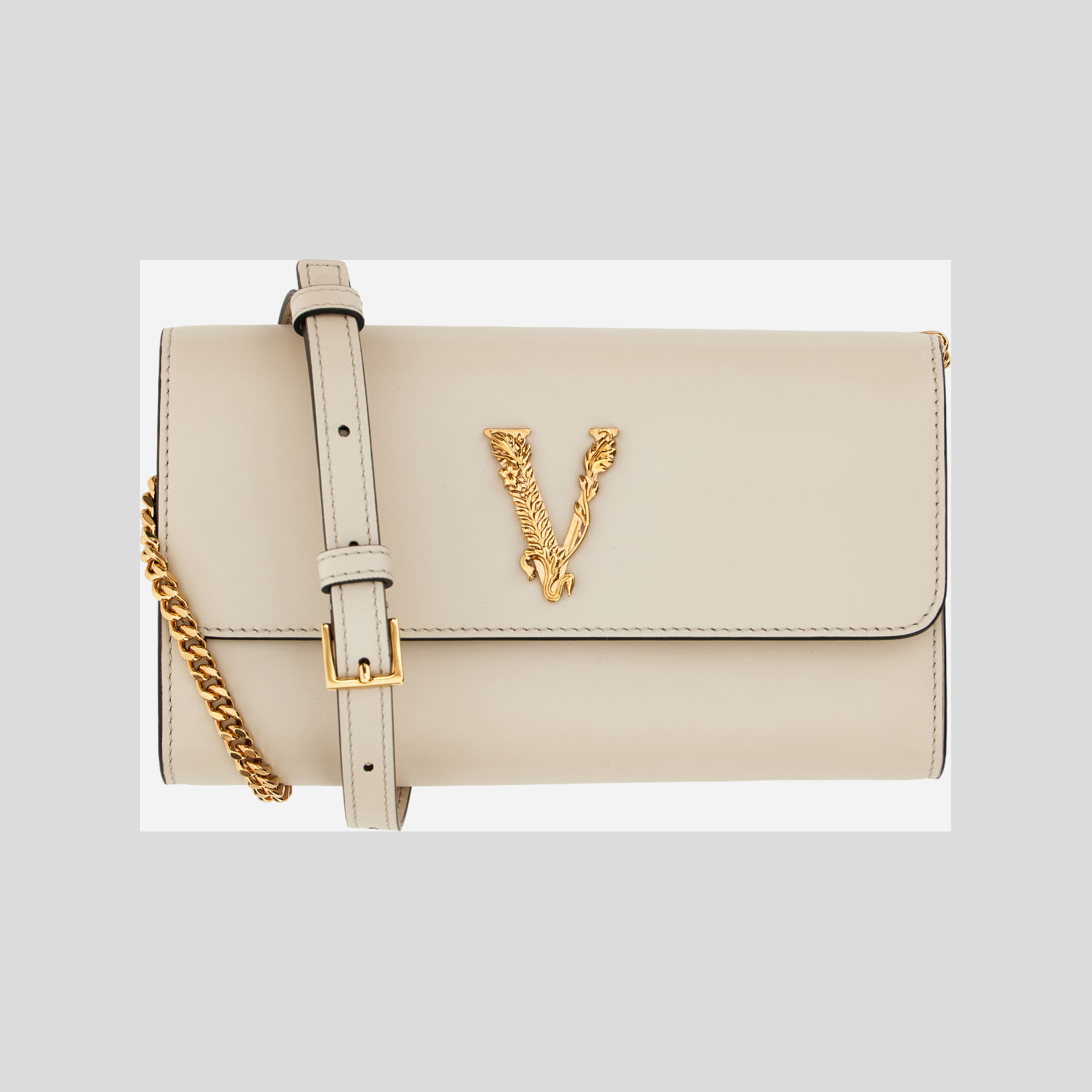 Wallet On Chain In Calf Leather - Ice-Versace Gold Wallet On Chain In Calf Leather - Ice-Versace Gold