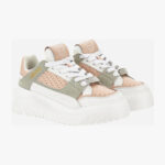 Sneaker In Calf Leather-Fabric - Grey