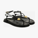 Sandal T.10 In Lamb Leather - Black-Versace Gold