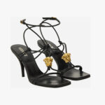 Sandal T.85 In Lamb Leather - Black-Versace Gold