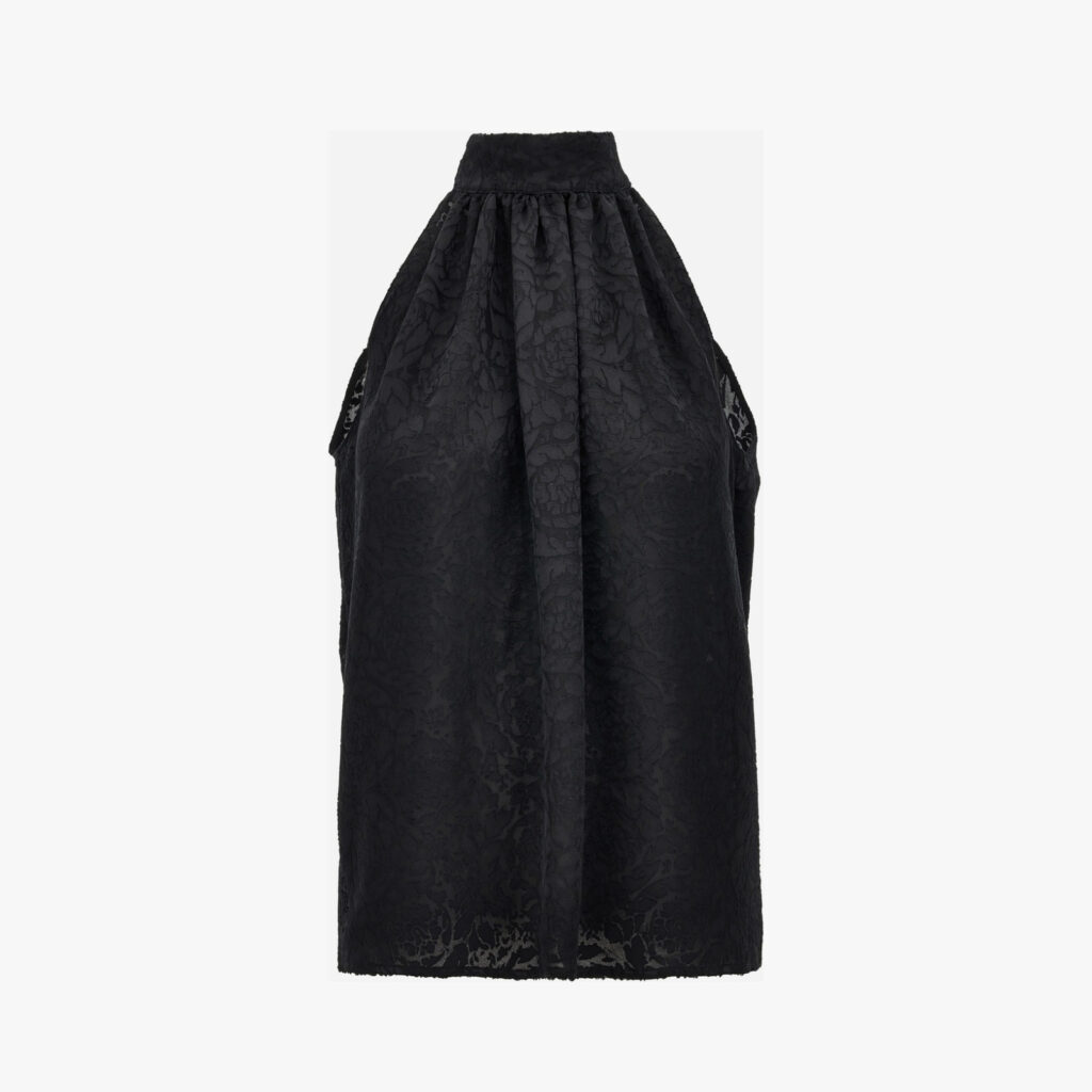 Blouse In Silk Mix Satin Baroque Devore - Black
