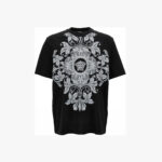 T-Shirt In Jersey Fabric + Barocco Medusa Print - Black-Grey