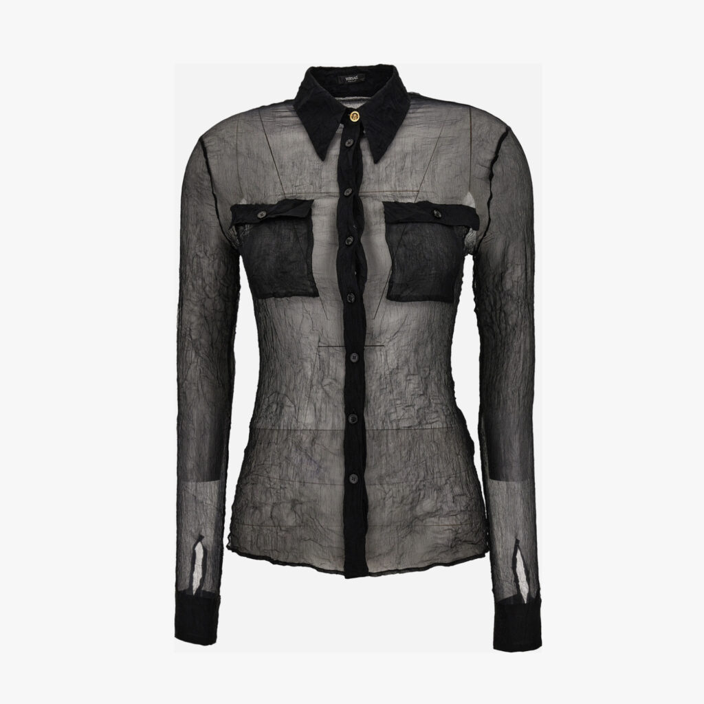 Informal Shirt In Silk Creponne - Black