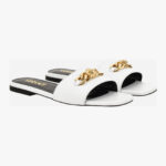 Sandal In Calf Leather - Optical White-Versace Gold