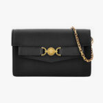 Wallet On Chain In Calf Leather - Black-Versace Gold