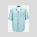 Informal Shirt In Jacquard Barocco Silk Viscose Fabric - Celeste