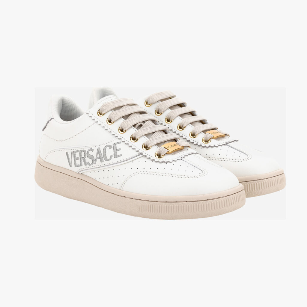 Top In Calf Leather-Fabric - Optical White-Versace Gold