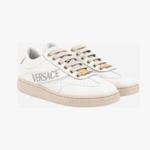 Top In Calf Leather-Fabric - Optical White-Versace Gold