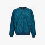 Sweatshirt In Non-Brushed Sweatshirt Fabric With Allover Baroque 92 Print - Blue