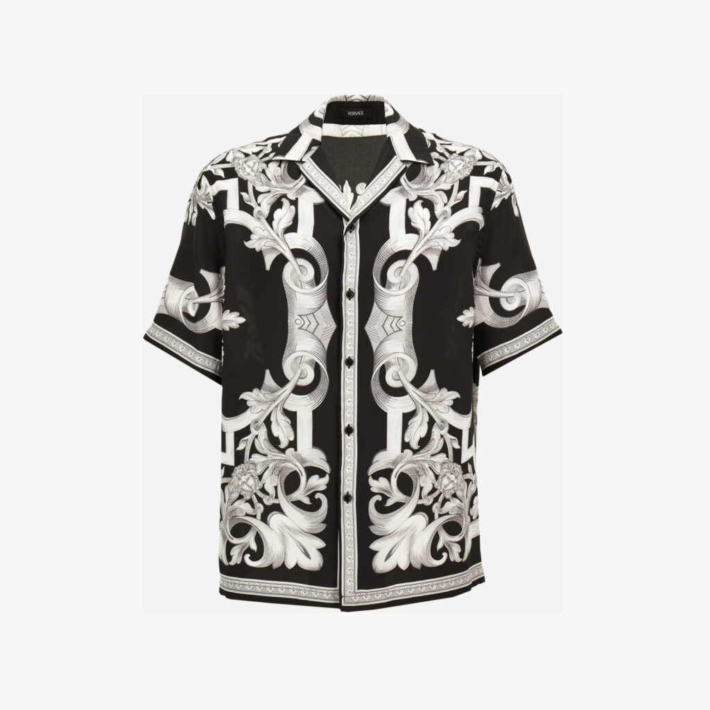 Informal Shirt In Twill Poly Architectural Barocco Print - Black-Grey