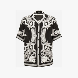 Informal Shirt In Twill Poly Architectural Barocco Print - Black-Grey