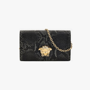Bag In Printed Python Calf Leather - Dark Anthracite-Versace Gold