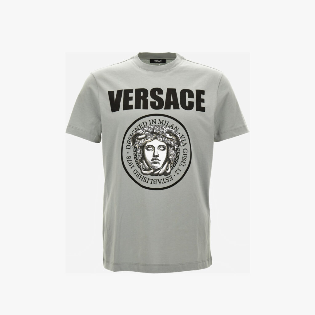 T-Shirt In Jersey Fabric + Medusa Rock Print - Black