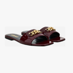 Sandal In Patent Leather - Burgundy-Versace Gold