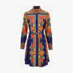 Dress In Twill Poly Barocco Sping Print - Ultramarinescarlet