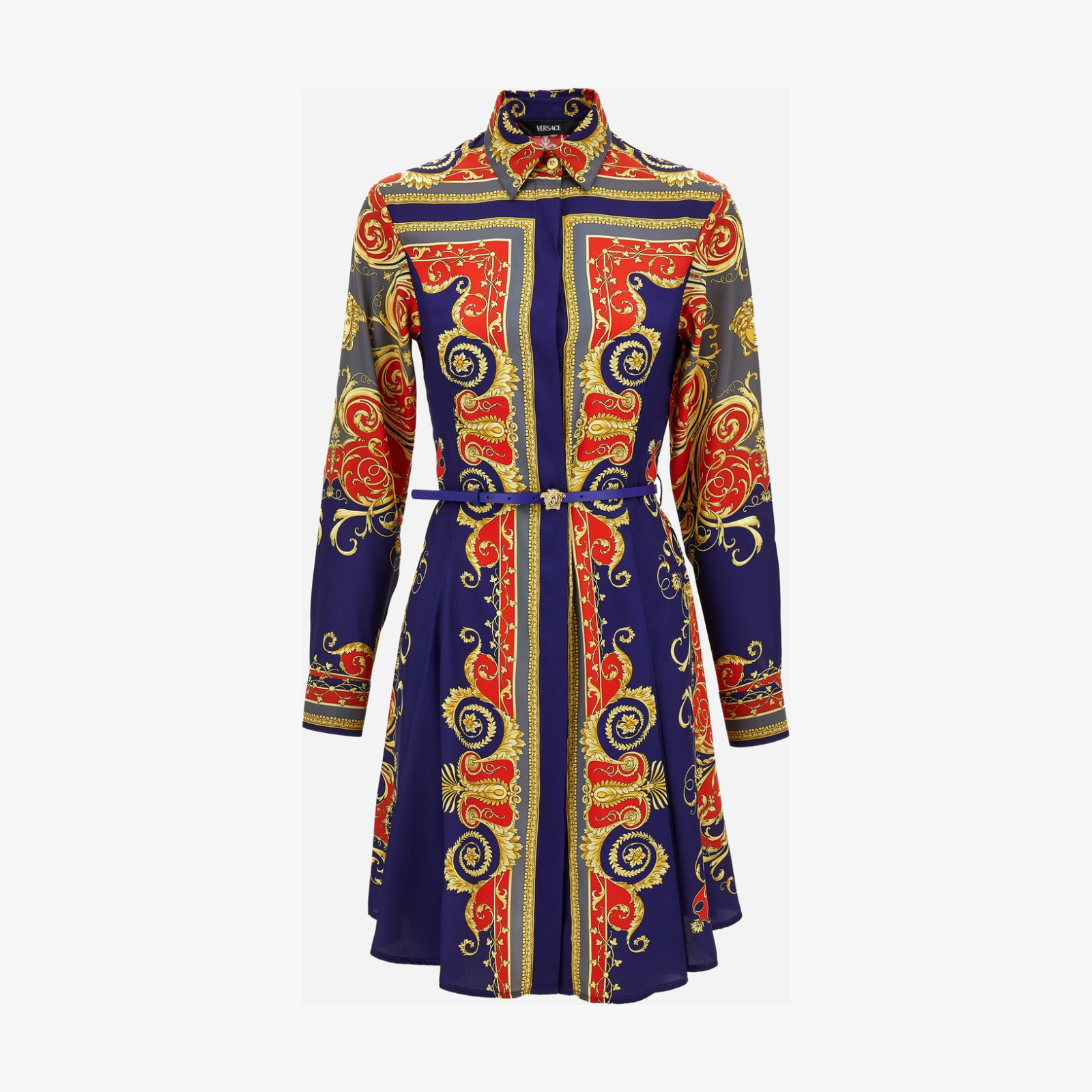 Dress In Twill Poly Barocco Sping Print - Ultramarinescarlet Dress In Twill Poly Barocco Sping Print - Ultramarinescarlet