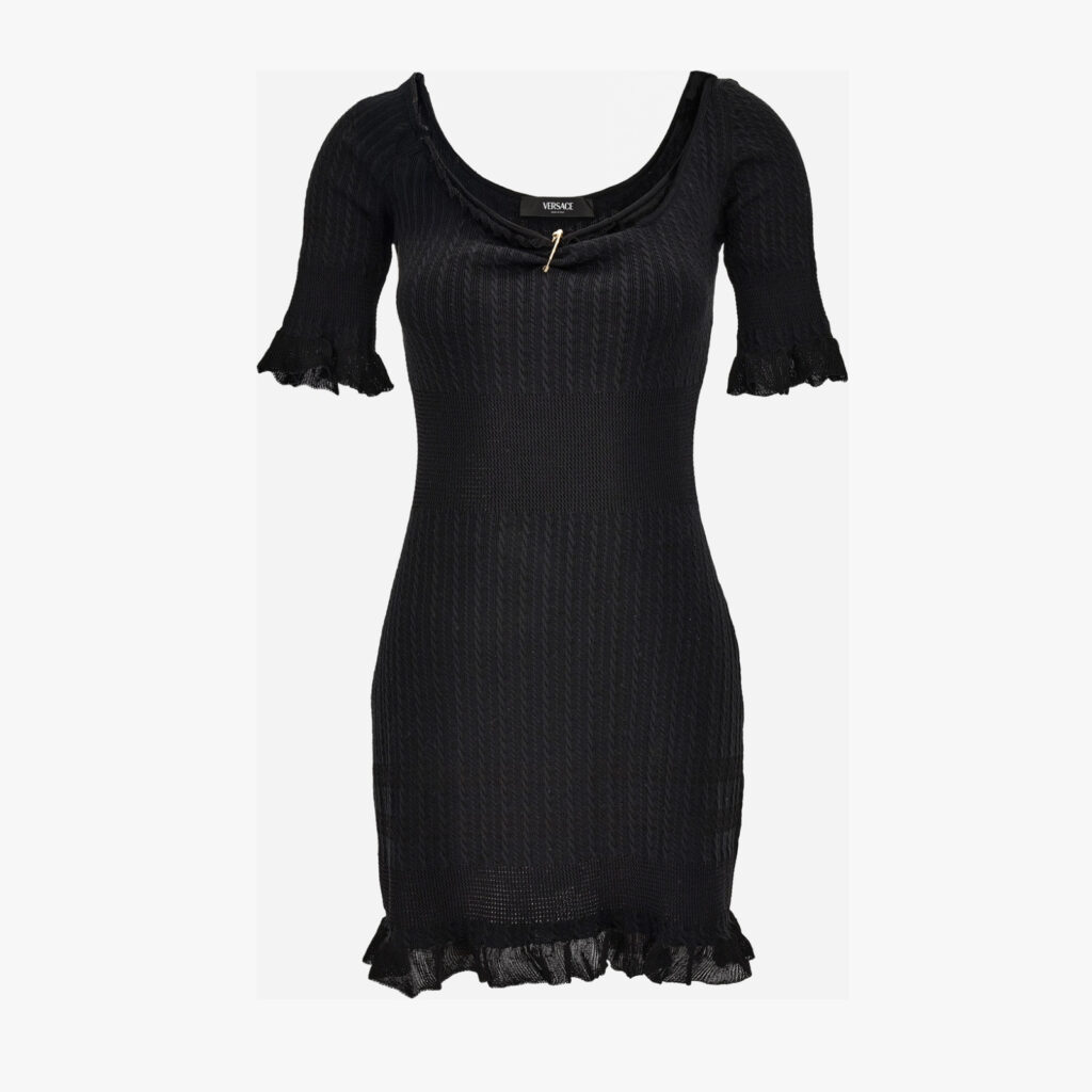 Knit Dress In Micro Cable Wool Blend - Black
