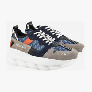Top In Suede+Jacquard Fabric V+Calf Leather - Grey