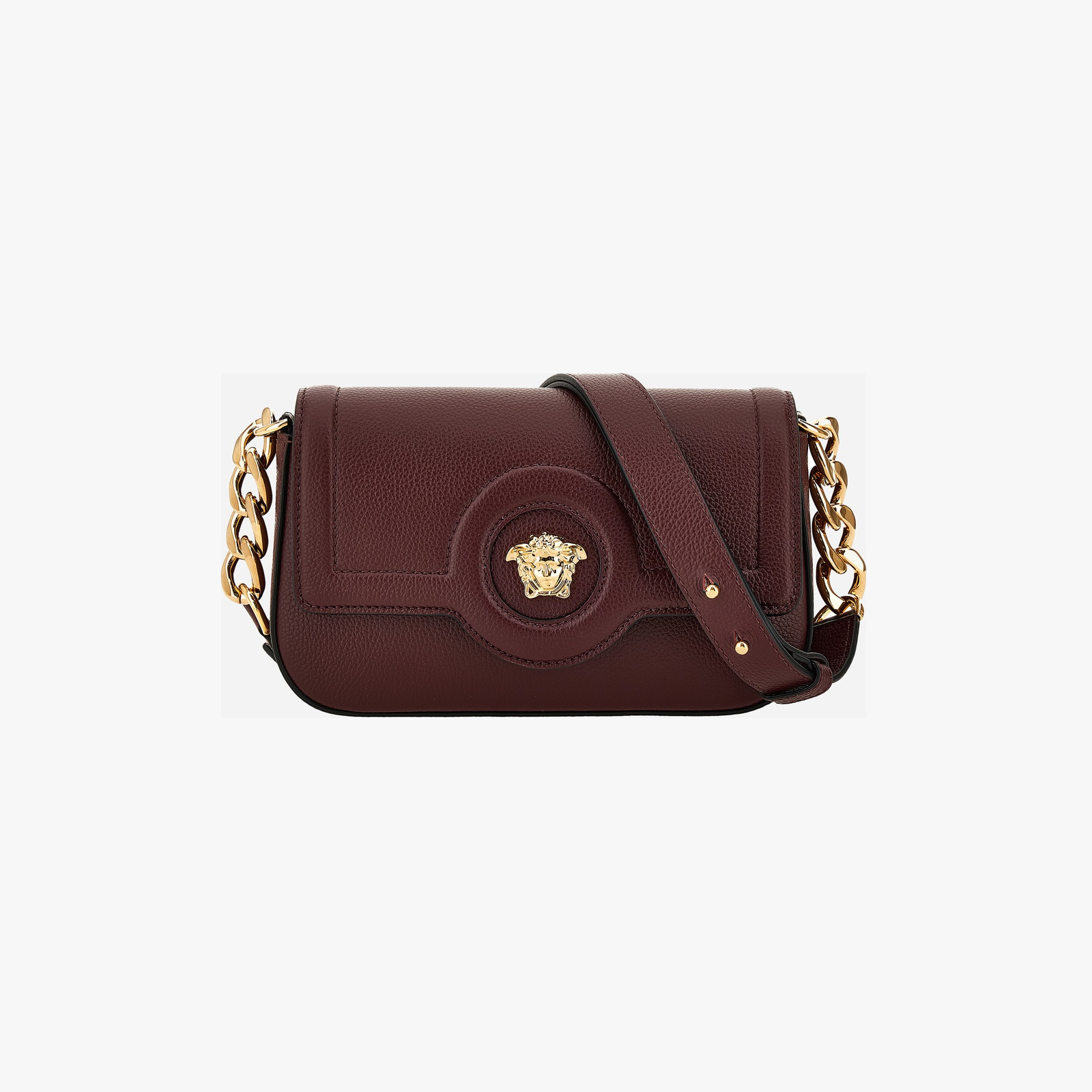 Bag In Grainy Calf Leather - Wine-Versace Gold Bag In Grainy Calf Leather - Wine-Versace Gold