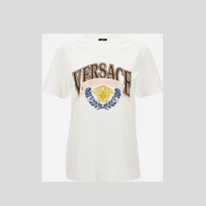 T-Shirt In Jersey Fabric Medusa Crest Print - White