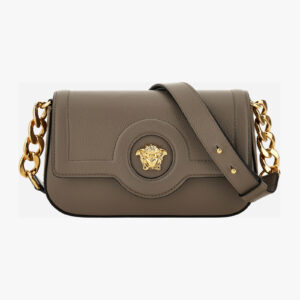 Bag In Grainy Calf Leather - Taupe-Versace Gold