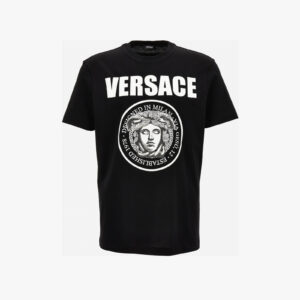 T-Shirt In Jersey Fabric + Medusa Rock Print - Black-White