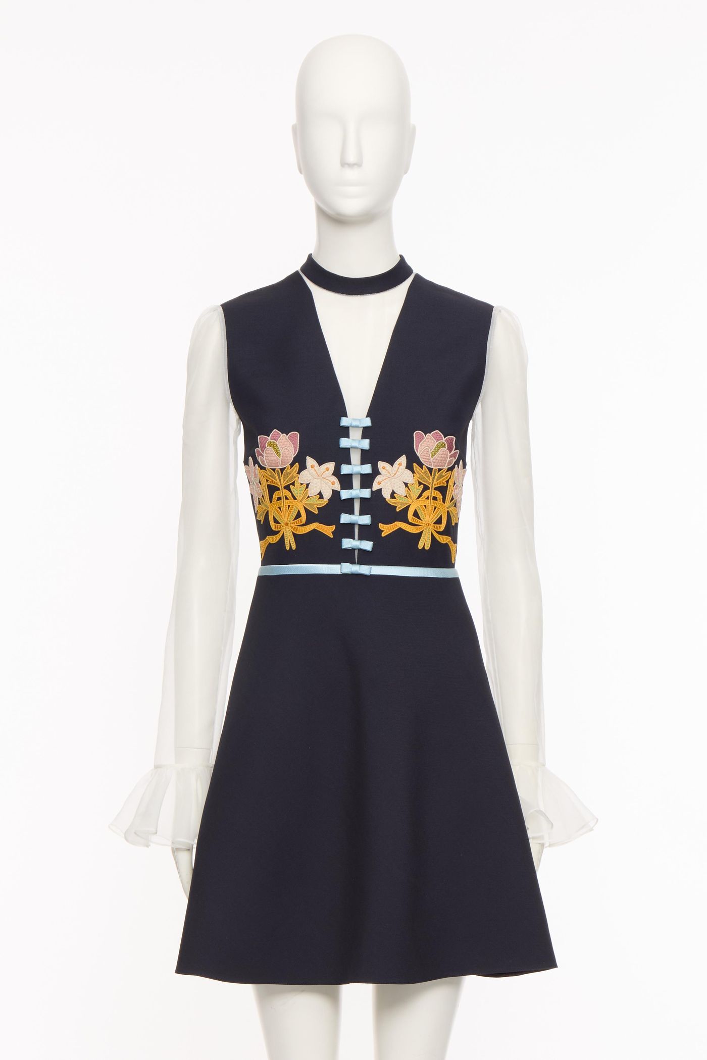 7B3VADU11CFCUA-1 Partial Embroidery – Avorio/navy/multicolor – Obrázok 1