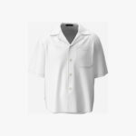 Informal Shirt In Cotton Poplin Fabric + Silk Twill With Architectura Barocco Print - Blue