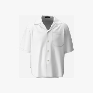 Informal Shirt In Cotton Poplin Fabric + Silk Twill With Architectura Barocco Print - Blue