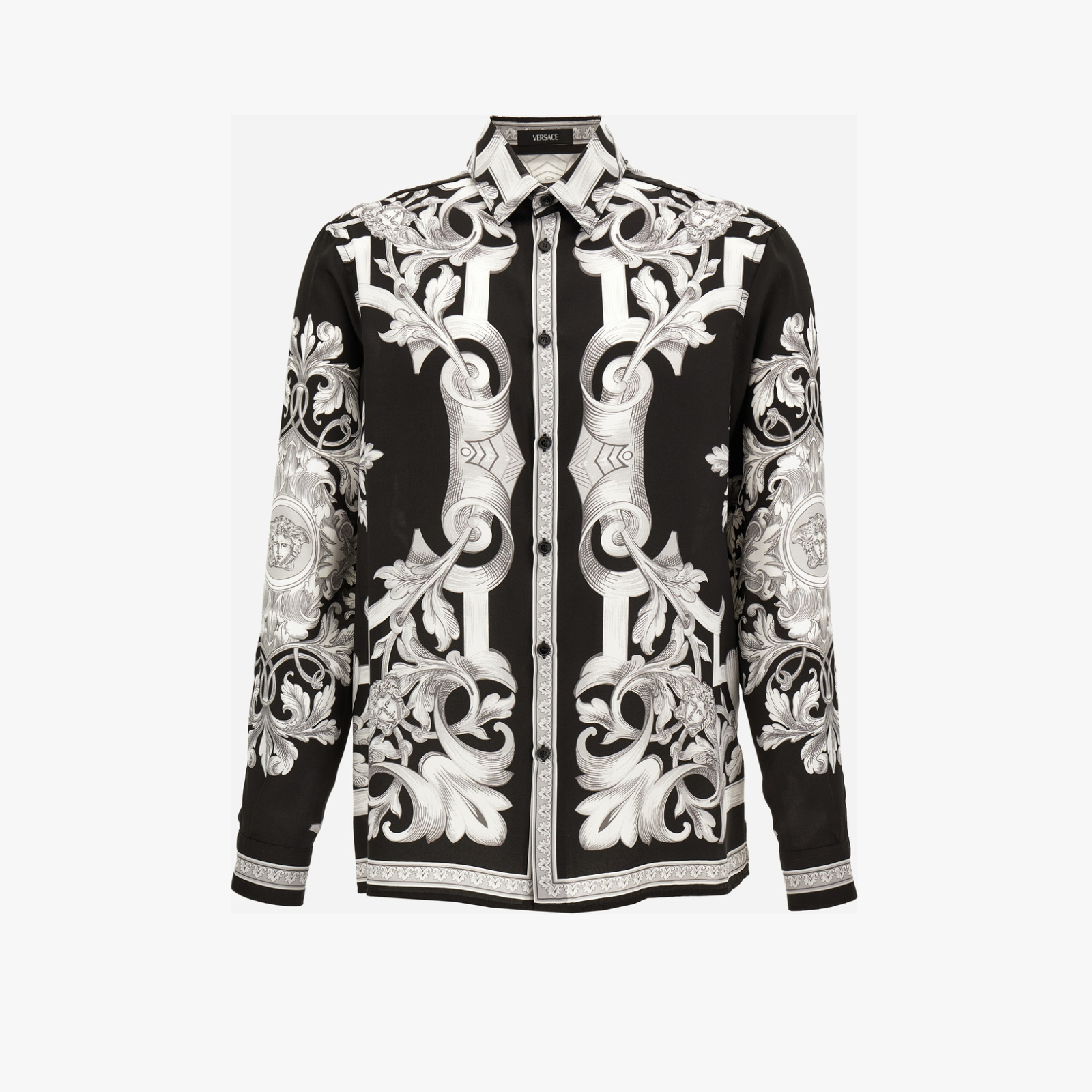 Informal Shirt In Twill Poly Architectural Barocco Print - Black-Grey Informal Shirt In Twill Poly Architectural Barocco Print - Black-Grey