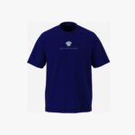 T-Shirt In Compact Cotton Jersey Fabric-Medusa Branding Embroidery - Blue