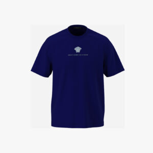 T-Shirt In Compact Cotton Jersey Fabric-Medusa Branding Embroidery - Blue