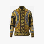 Informal Shirt In Wild Cats Print Silk Twill - Dark Anthracitedark Noisette